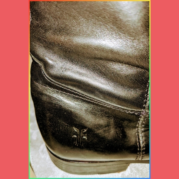 FRYE MELISSA BLACK LEATHER RIDING BOOTS - Picture 6 of 7